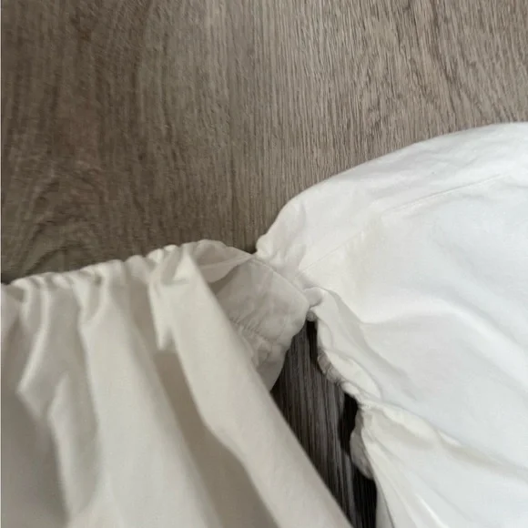 Zara Off Shoulder Ruffle Top White Bell Sleeve Size M - Picture 3 of 7